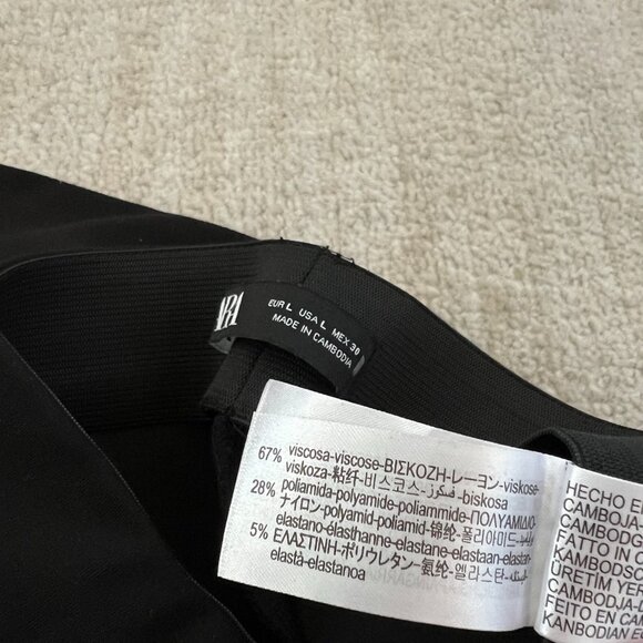 Zara Black Pull On Crop Pants L Bling Tuxedo Striped - Picture 9 of 10